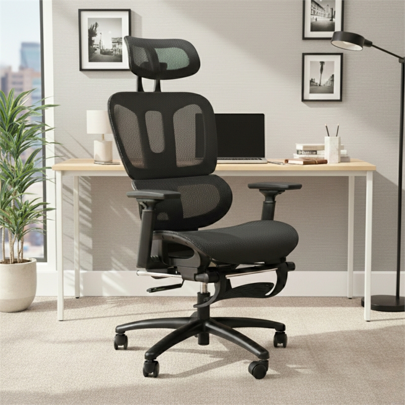 Sealy Huxley Adjustable Ergonomic Black Mesh Office Chair Metal & Plastic frame