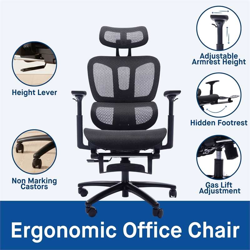 Sealy Huxley Adjustable Ergonomic Black Mesh Office Chair Metal & Plastic frame
