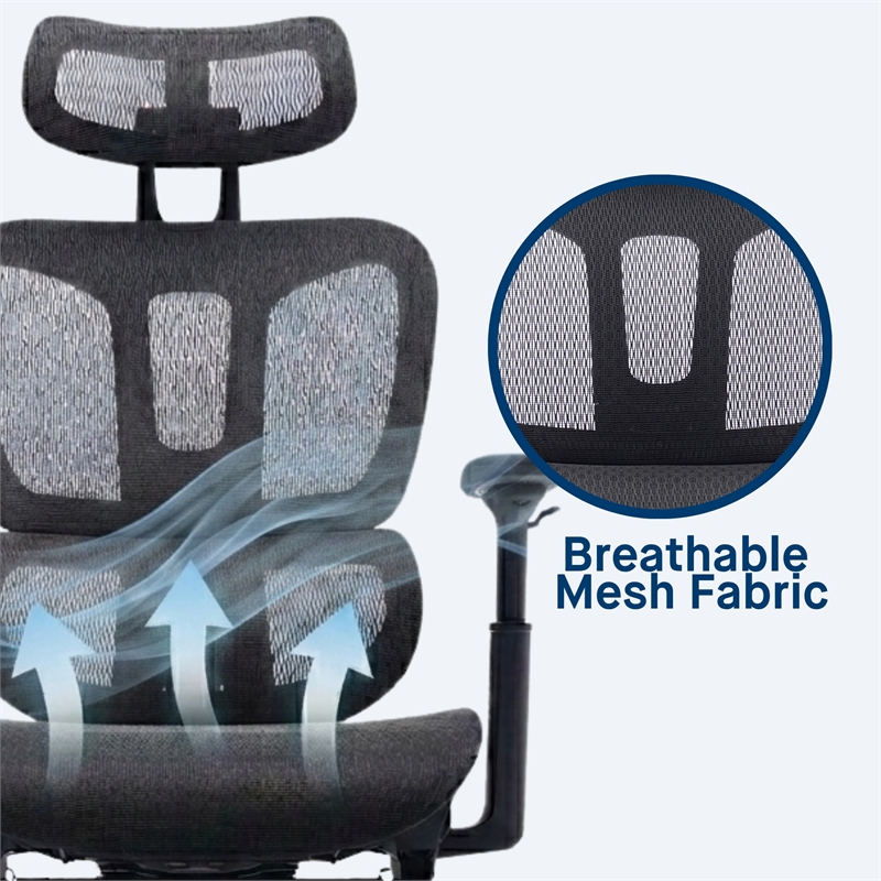 Sealy Huxley Adjustable Ergonomic Black Mesh Office Chair Metal & Plastic frame