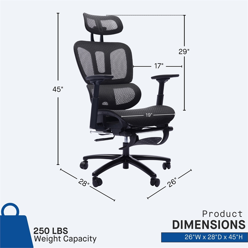 Sealy Huxley Adjustable Ergonomic Black Mesh Office Chair Metal & Plastic frame
