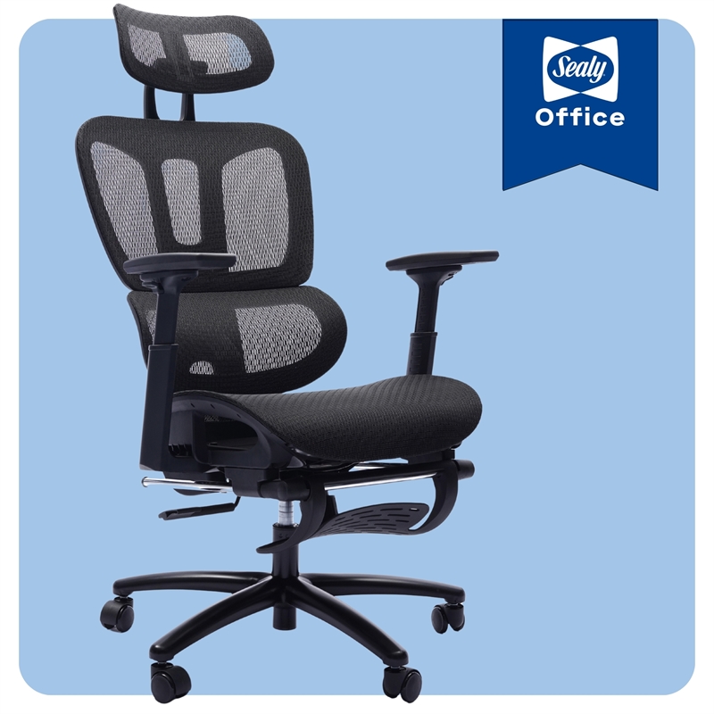 Sealy Huxley Adjustable Ergonomic Black Mesh Office Chair Metal & Plastic frame