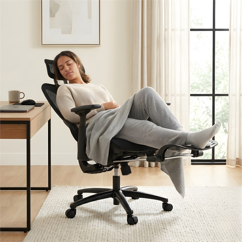 Sealy Huxley Adjustable Ergonomic Black Mesh Office Chair Metal & Plastic frame