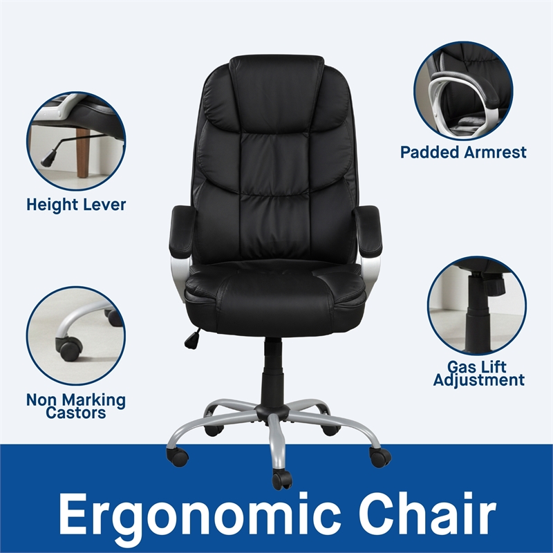 Sealy Kronos Black PU High Back Office Task Chair with Plywood Base