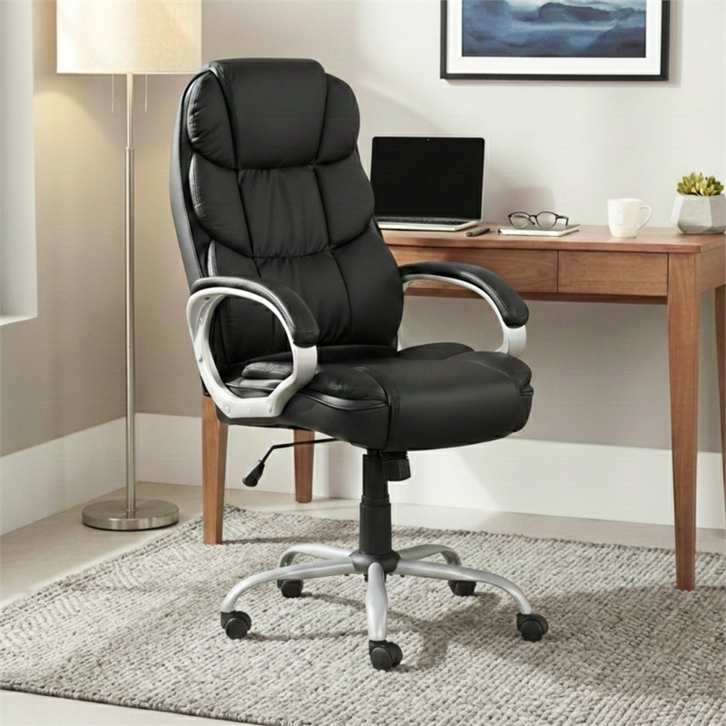 Sealy Kronos Black PU High Back Office Task Chair with Plywood Base