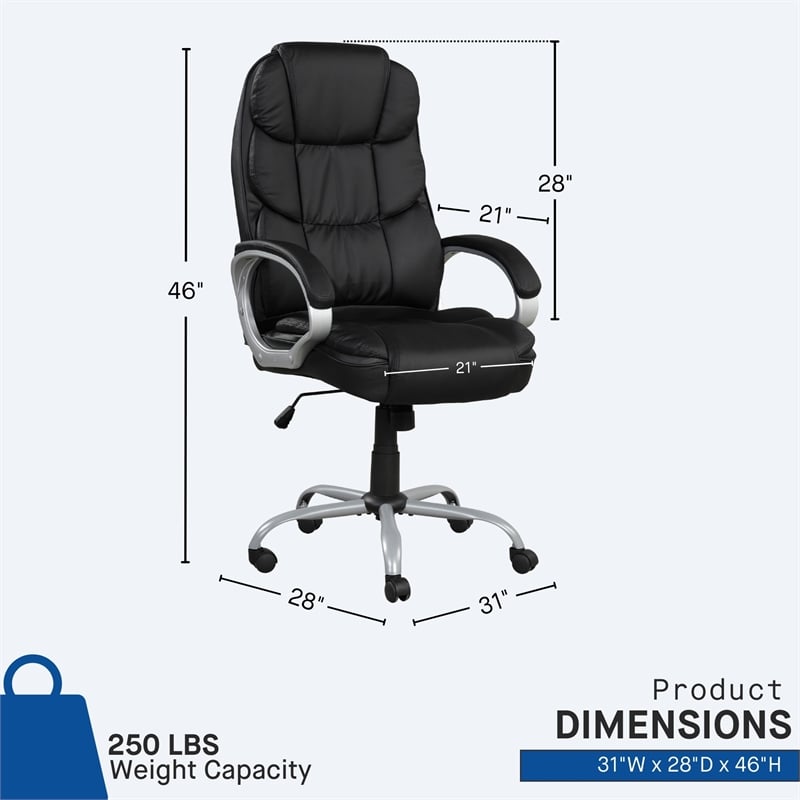 Sealy Kronos Black PU High Back Office Task Chair with Plywood Base