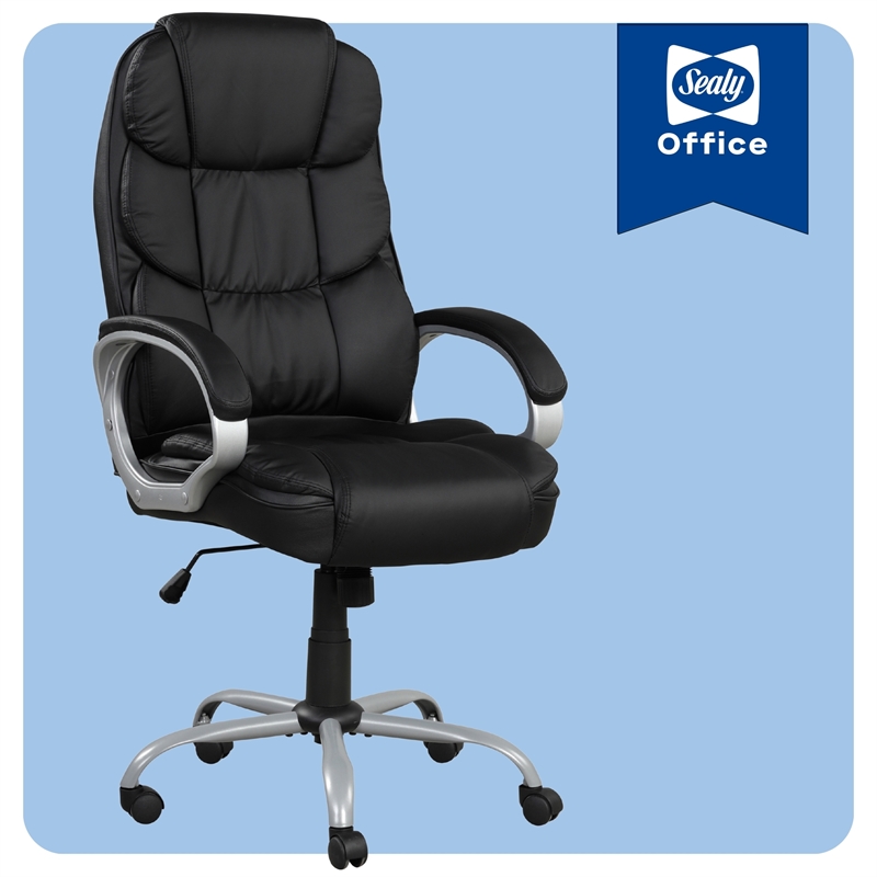 Sealy Kronos Black PU High Back Office Task Chair with Plywood Base