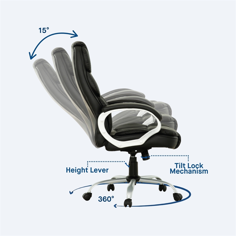 Sealy Kronos Black PU High Back Office Task Chair with Plywood Base