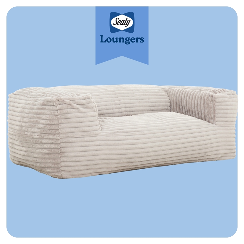 Sealy Redd Taupe Corduroy Memory Foam Bean Bag Sofa with Shredded Foam