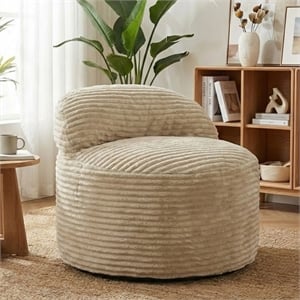 Sealy Teddy 2-in-1 Beige Shredded Foam Bean Bag Chair and Memory Foam Pillow