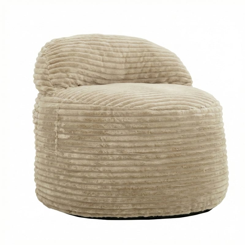 Sealy Teddy 2-in-1 Beige Shredded Foam Bean Bag Chair and Memory Foam Pillow