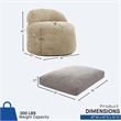 Sealy Teddy 2-in-1 Beige Shredded Foam Bean Bag Chair and Memory Foam Pillow