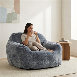 Sealy Tore Blue Faux Fur Bean Bag with Shredded Foam for Ultimate Comfort