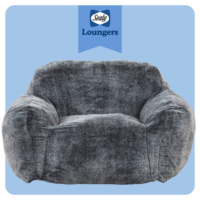 Sealy Tore Blue Faux Fur Bean Bag with Shredded Foam for Ultimate Comfort