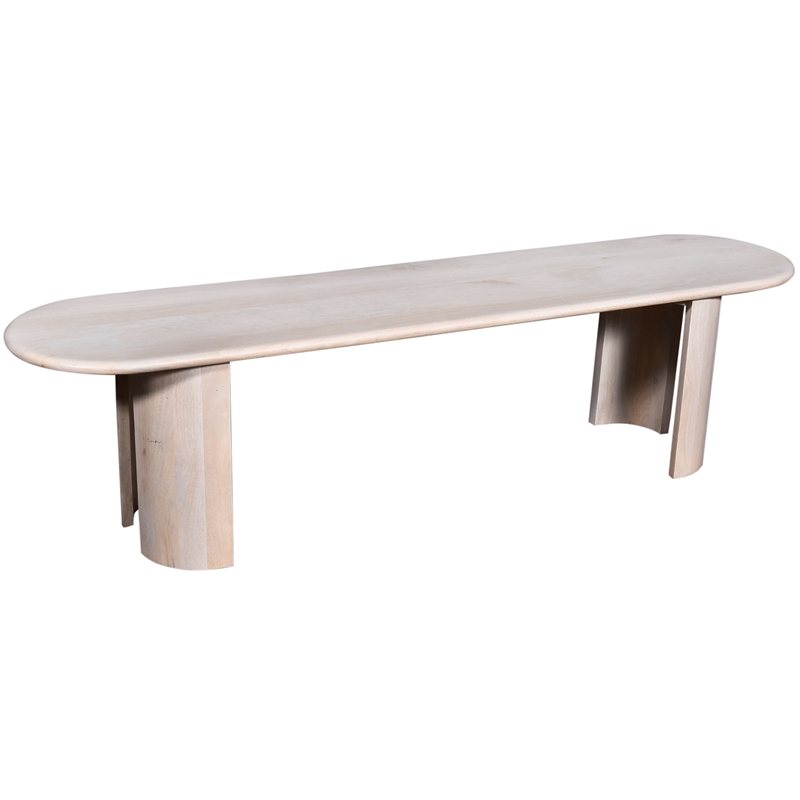 Blythe 70 in. White Mango Wood Dining Bench Rustic Elegance and Timeless Design