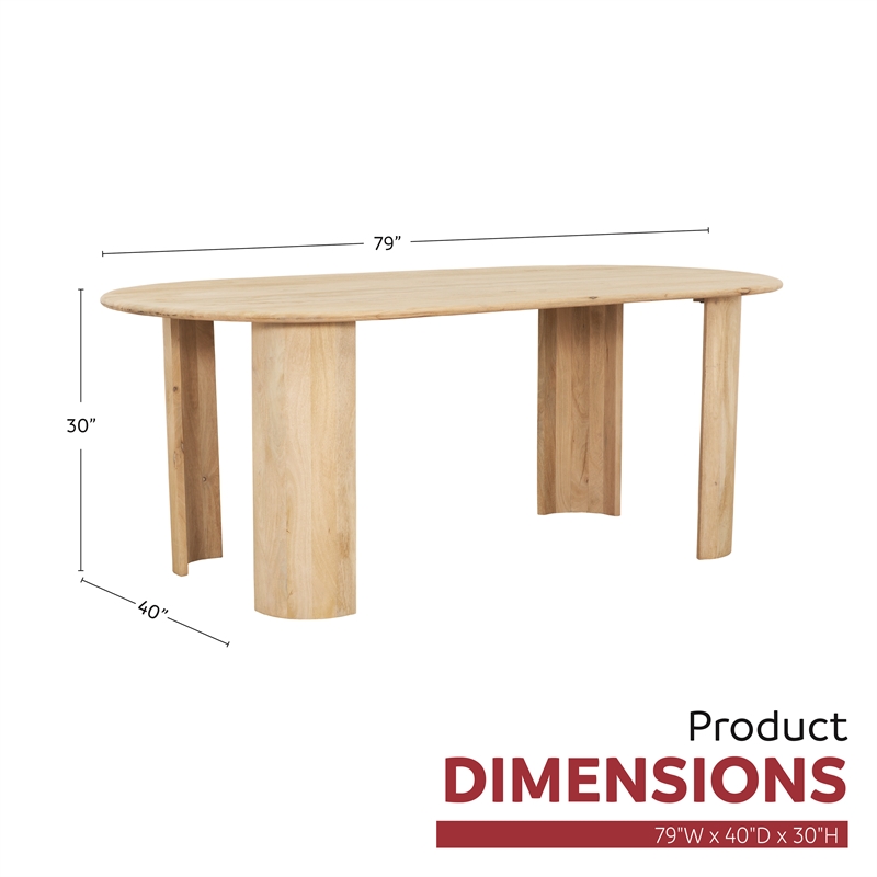 Blythe 79 in. White Wood Dining Table with Oval Top and Modern Base Design