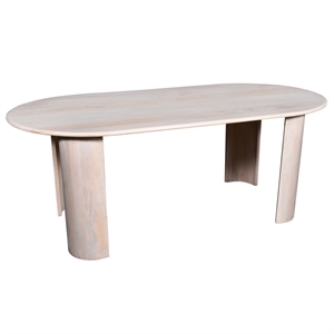 Blythe 79 in. White Wood Dining Table with Oval Top and Modern Base Design