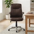 Sealy Brown Faux Leather Mid Back Swivel Office Chair with Fabric Upholstery