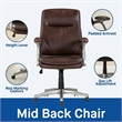 Sealy Brown Faux Leather Mid Back Swivel Office Chair with Fabric Upholstery