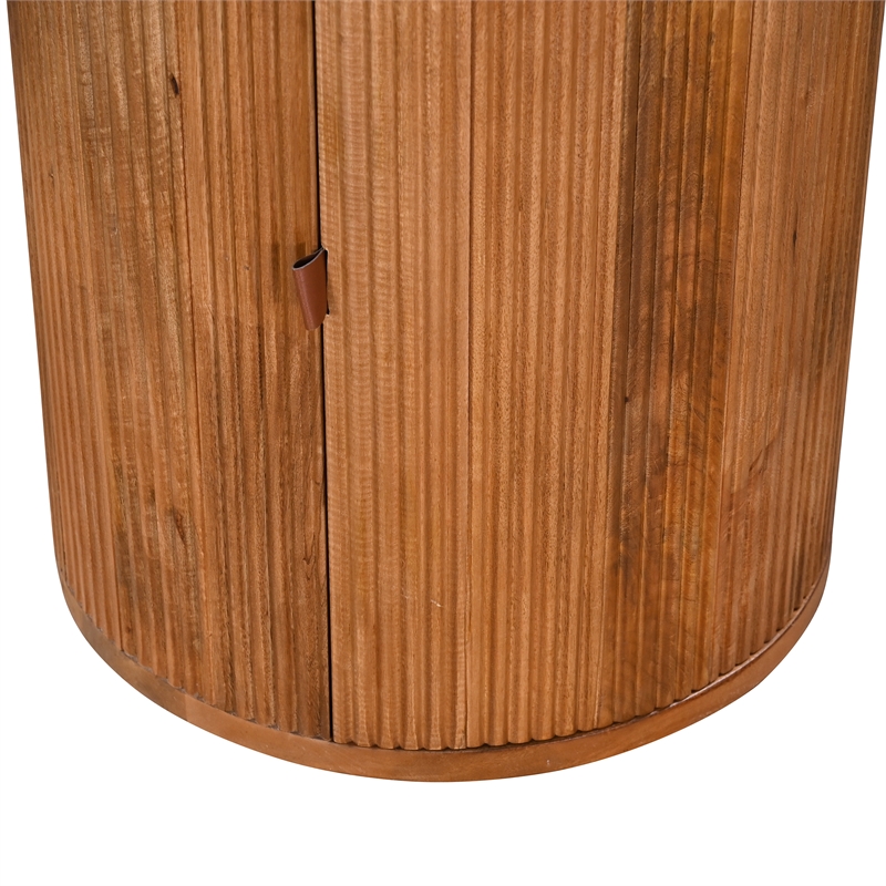 Margot 47 in. Wood Round Dining Table with Storage Light Brown Finish