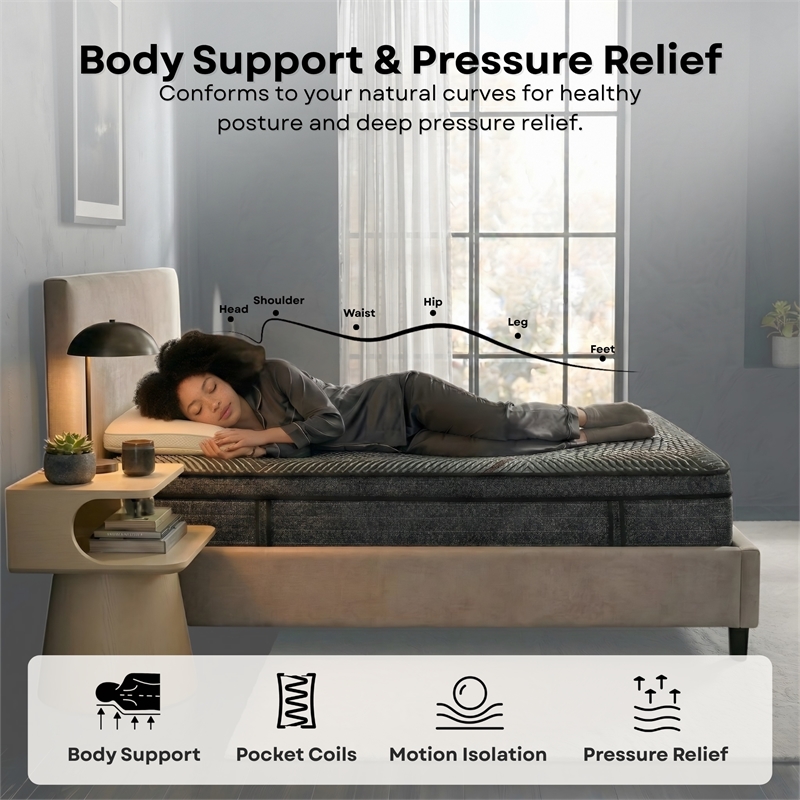 Sterling 15 inch California King Euro Top Gel Memory Foam Hybrid Mattress