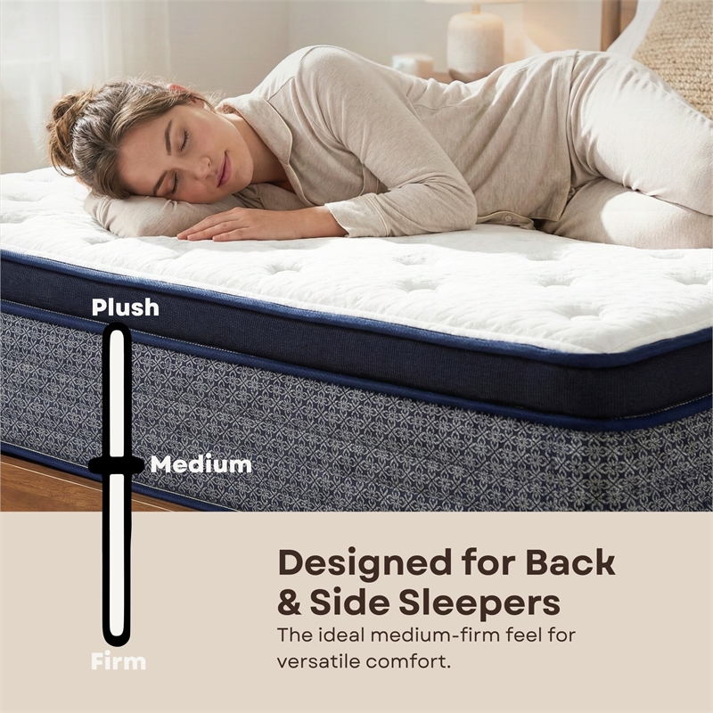 Polar Full Hybrid Euro Top 14 inch Gel Memory Foam Hybrid Mattress
