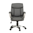Sealy Kent Grey Leather Mid-Back Memory Foam Swivel Office Chair