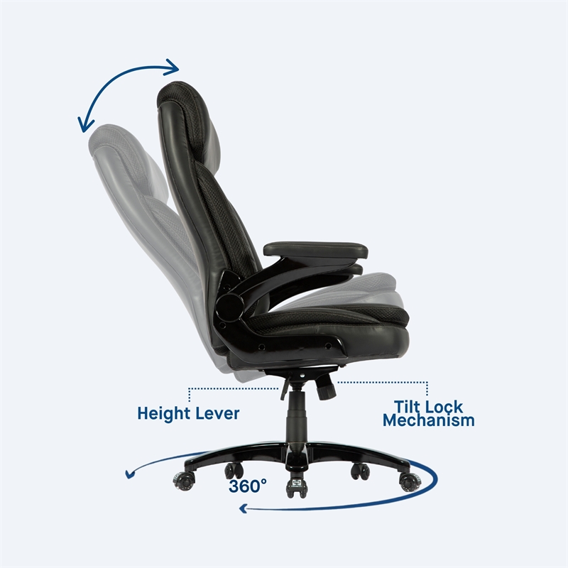 Sealy Denali Black Leather Executive Memory Foam Office Chair