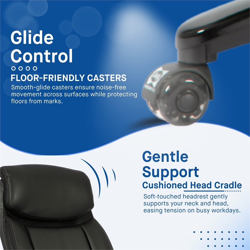 Sealy Denali Black Leather Executive Memory Foam Office Chair