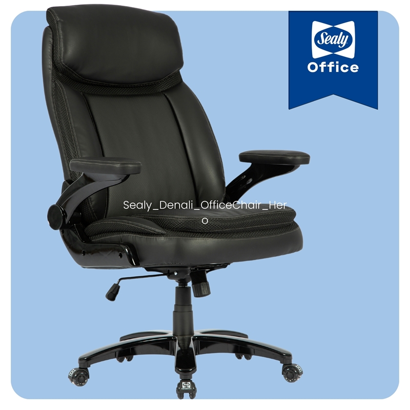 Sealy Denali Black Leather Executive Memory Foam Office Chair