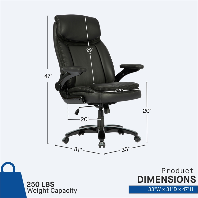 Sealy Denali Black Leather Executive Memory Foam Office Chair