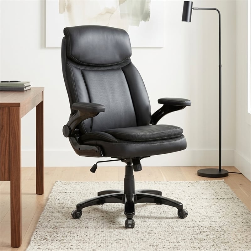 Sealy Denali Black Leather Executive Memory Foam Office Chair