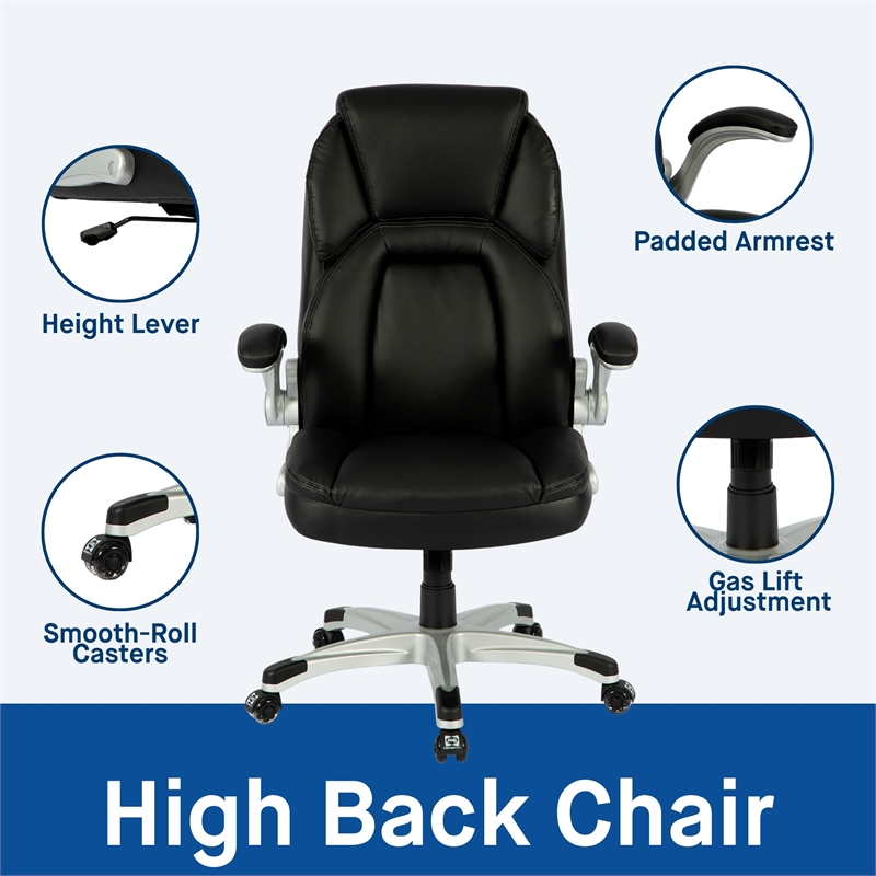 Sealy Stratus Black Leather Executive Memory Foam Office Chair