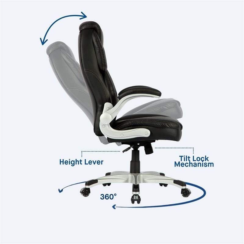 Sealy Stratus Black Leather Executive Memory Foam Office Chair