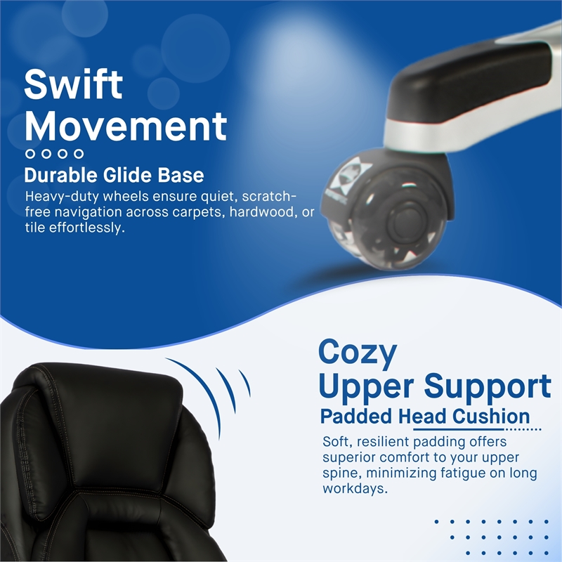 Sealy Stratus Black Leather Executive Memory Foam Office Chair