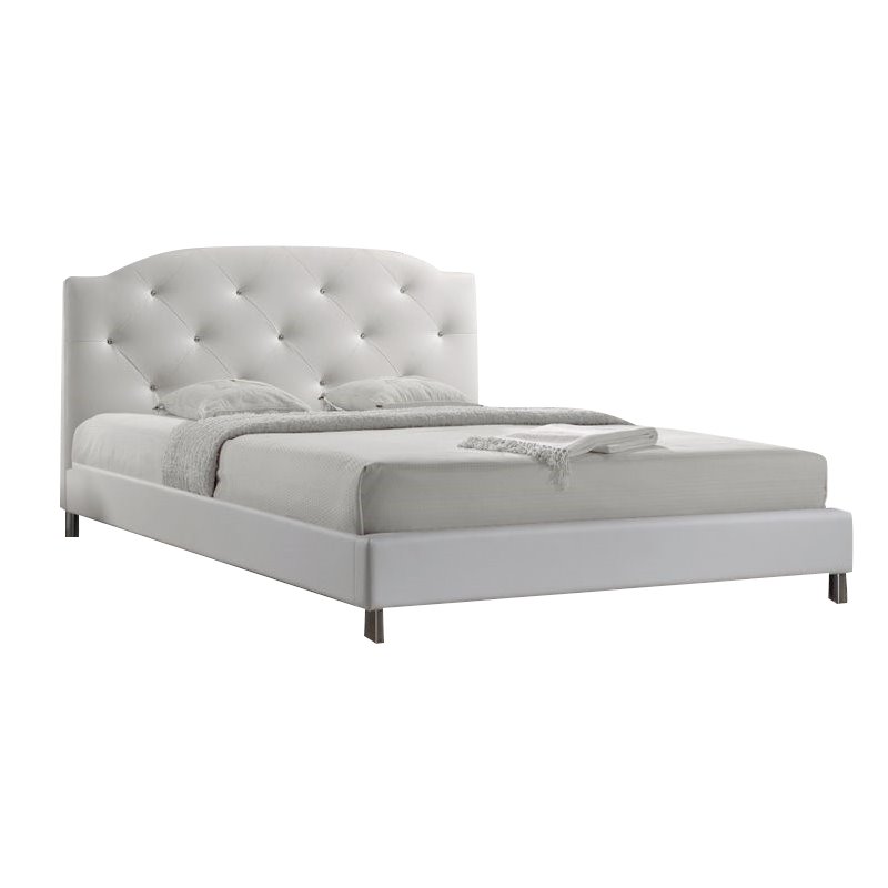Baxton Studio Canterbury Upholstered Queen Platform Bed in White