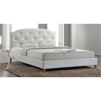 Guerin Leather Upholstered King Sleigh Bed in White