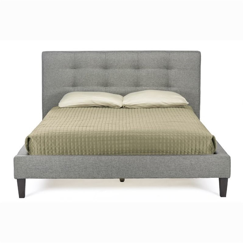 Quincy Upholstered Full Platform Bed in Gray