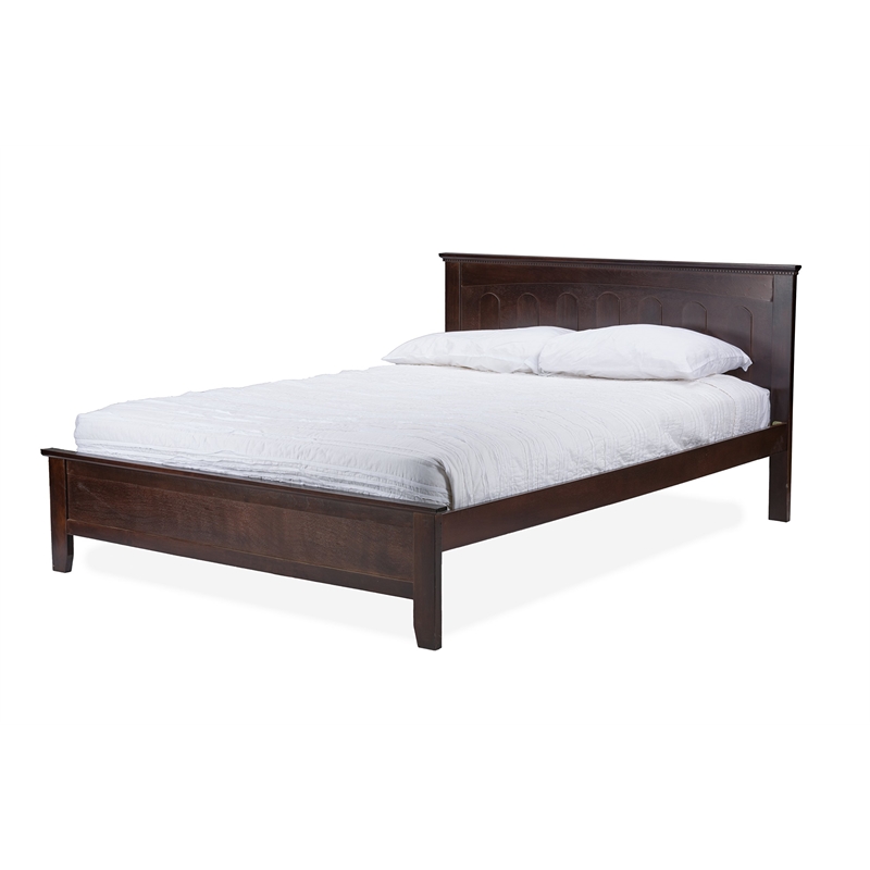 Baxton Studio Spuma Wood  Full Panel Bed in Cappuccino