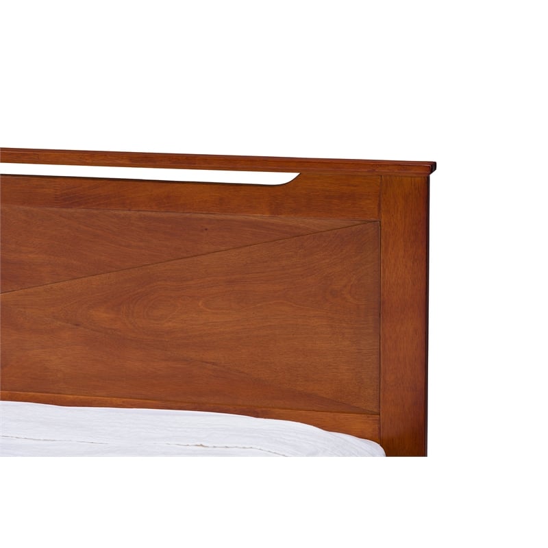 Baxton Studio Demitasse Wood Twin Panel Bed in Antique Oak