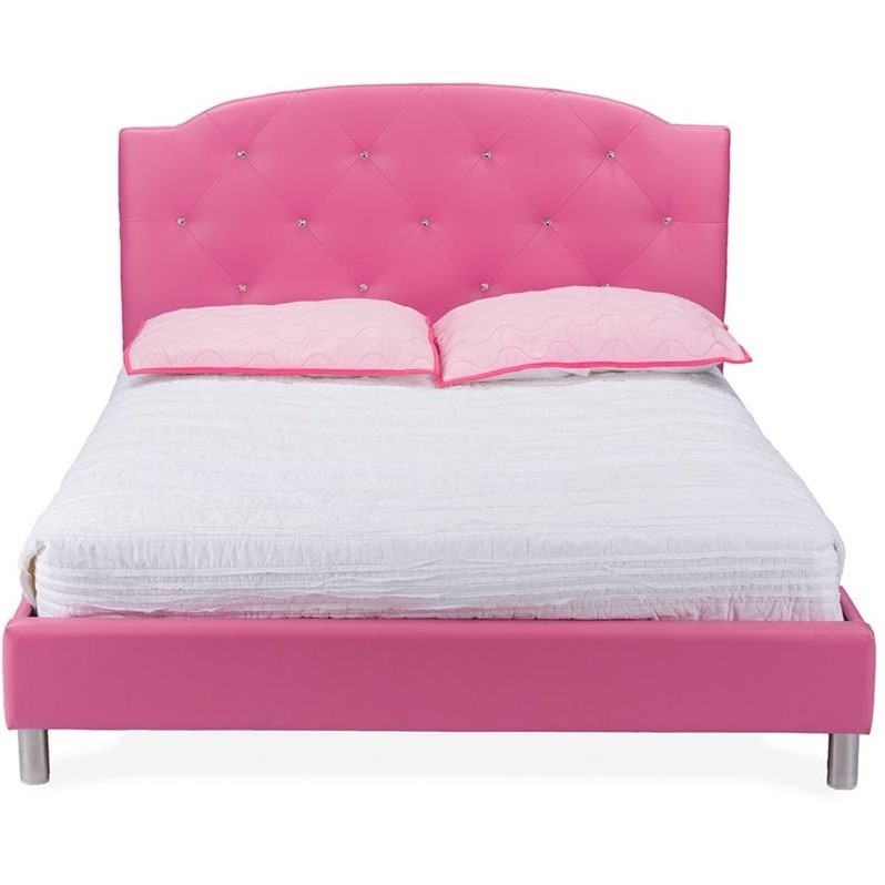 Baxton Studio Canterbury Upholstered Full Platform Bed in Pink