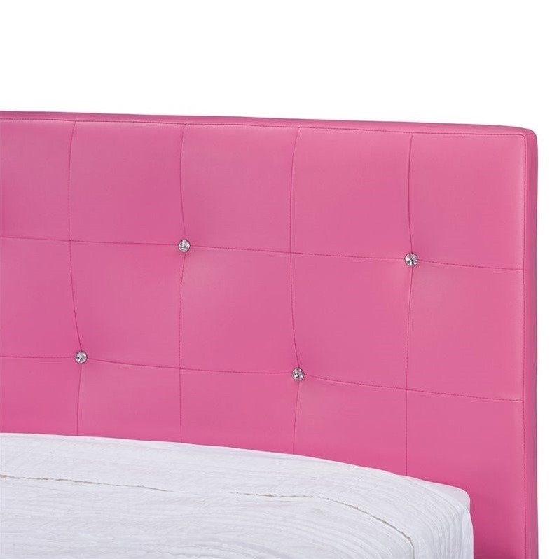 Barbara Upholstered Full Platform Bed in Pink
