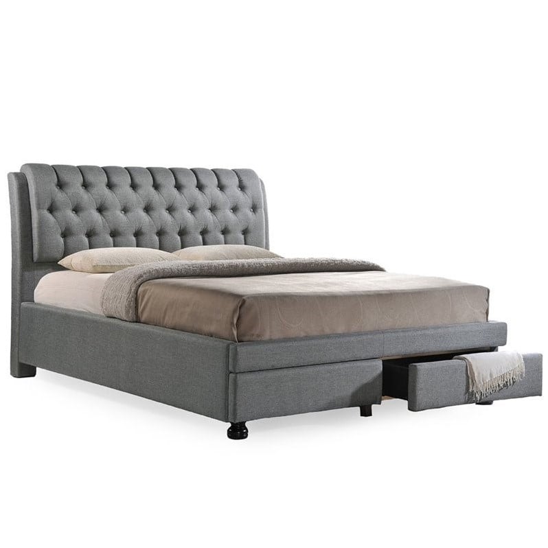 Baxton Studio Ainge Upholstered King Storage Bed With Drawers In Gray Bbt6423 Grey King