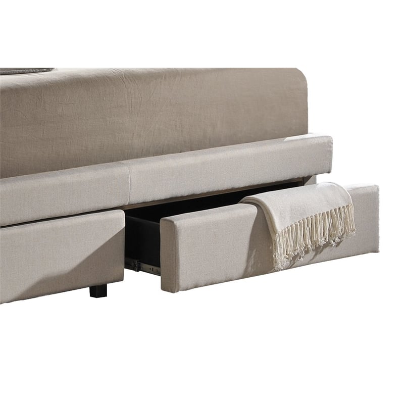 Ainge Upholstered King Storage Bed with Drawers in Beige
