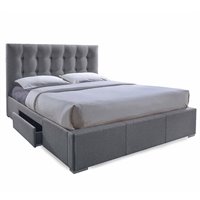 Ainge Upholstered King Storage Bed with Drawers in Beige