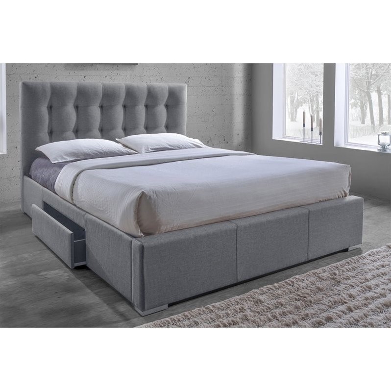 Sarter Upholstered King Storage Bed with Drawers in Gray