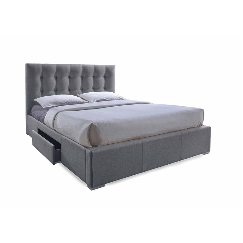 Sarter Upholstered King Storage Bed with Drawers in Gray