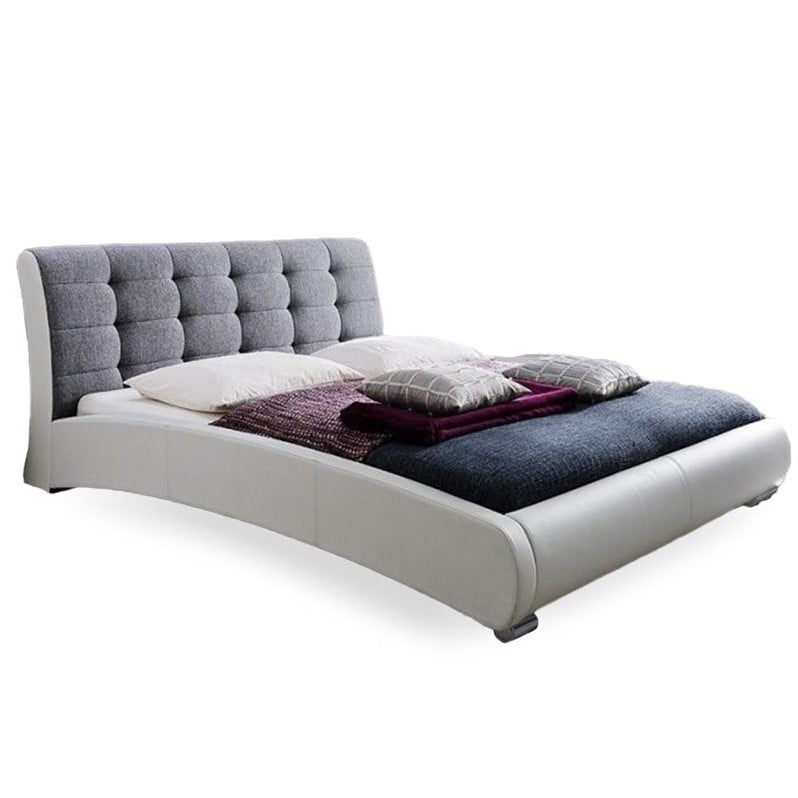 Guerin Leather Upholstered Queen Sleigh, Grey Leather Bed Frame Queen