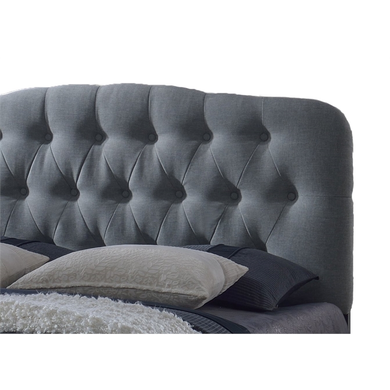 Romeo Upholstered Queen Bed in Gray