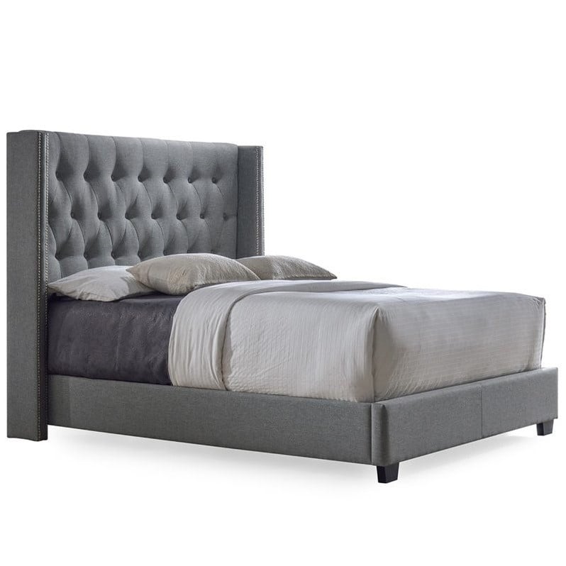 Katherine Upholstered King Bed in Gray BushFurnitureCollection