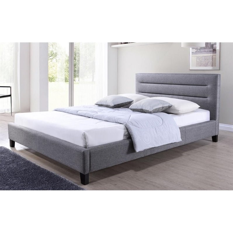 Baxton Studio Hillary Upholstered King Platform Bed in Gray